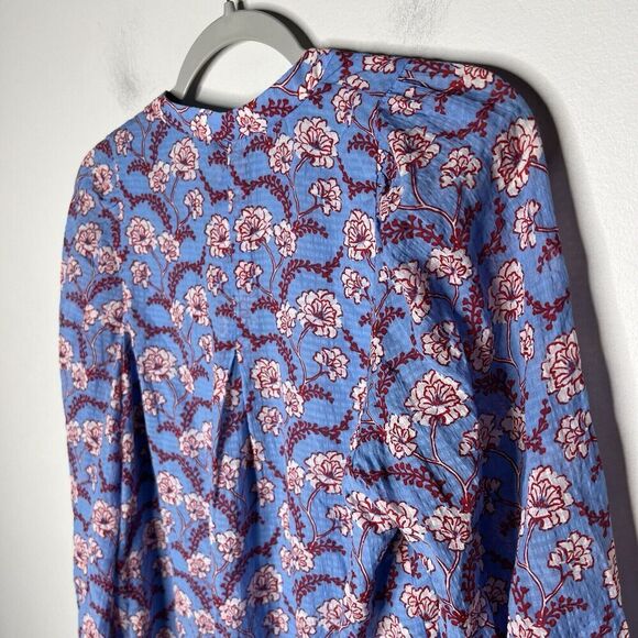 ALC Top Womens 4 Floral V Neck Flowy Lined Lightweight Boho Feminine Blue Shirt - Picture 6 of 14